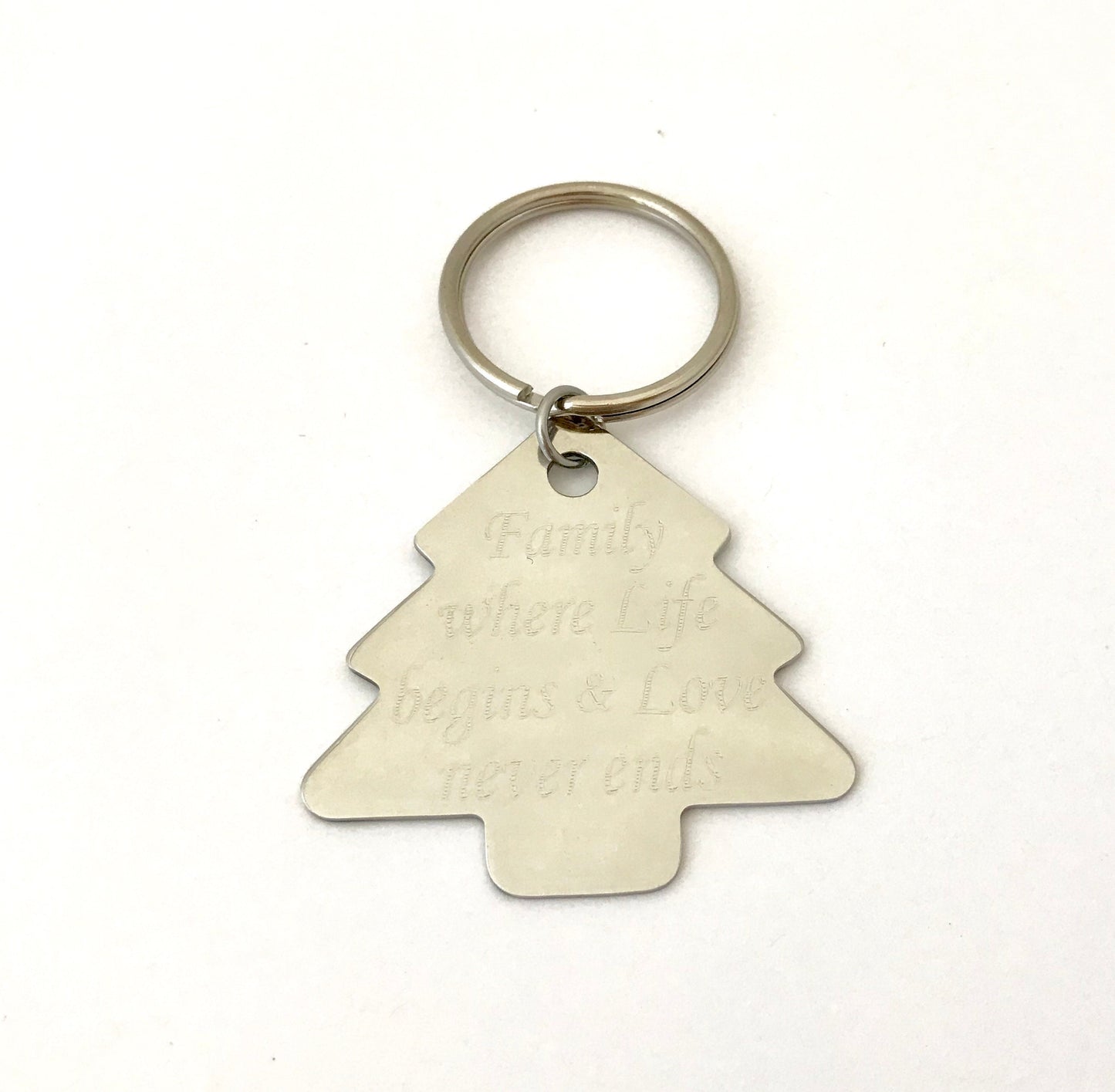 Personalized Stainless Steel Tree Key Chain • Custom Engraved Family Tree Keychain