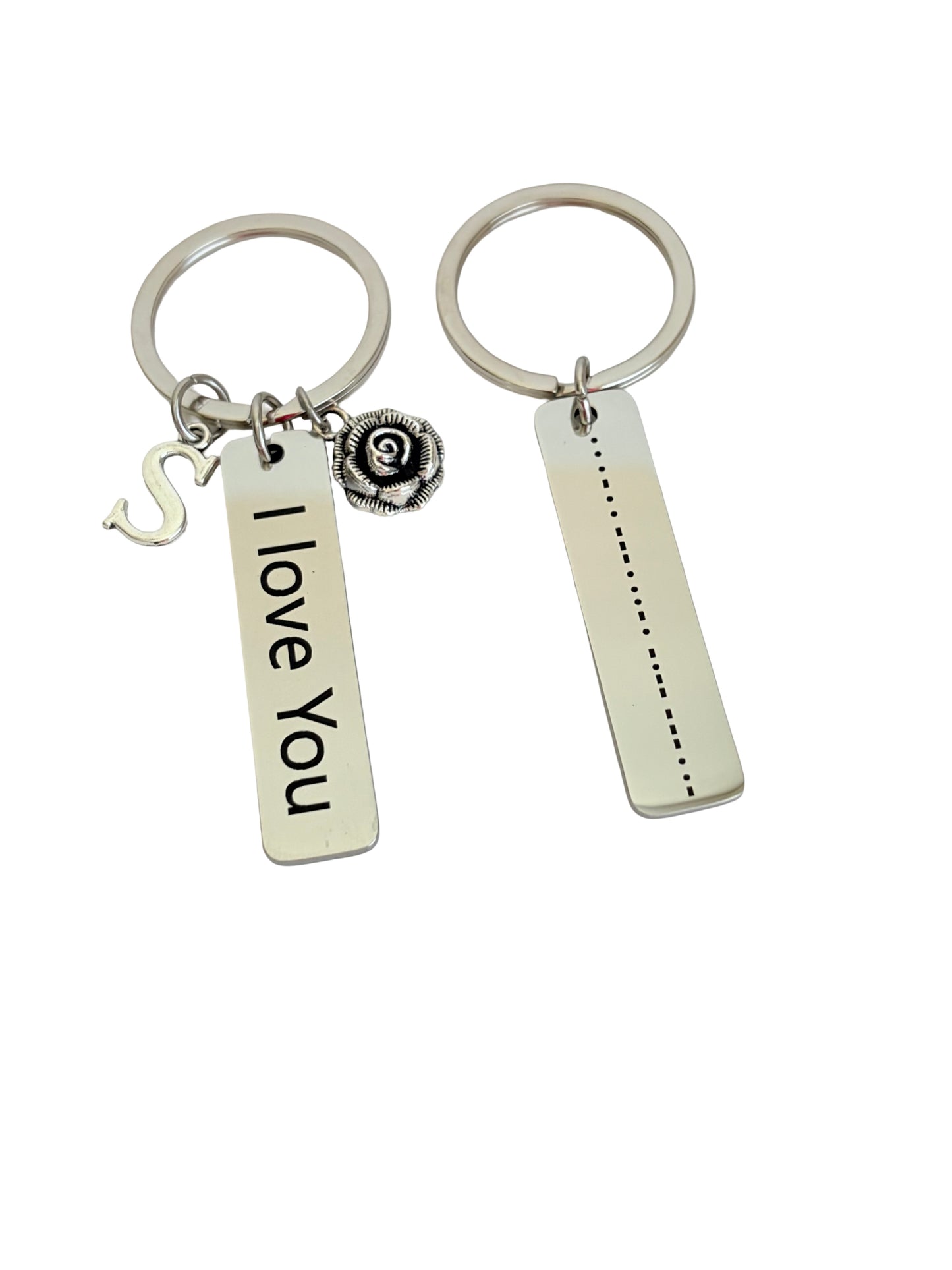 Personalized Initial Morse Code Keychain • Custom Inspirational Morse Code Key Chain • I Love You, Fearless, Never Give Up