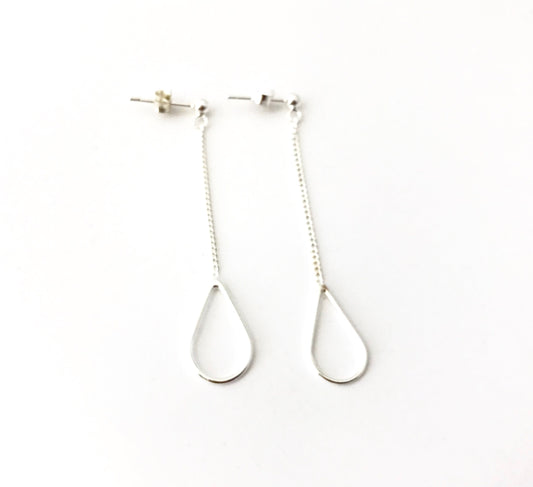 Sterling Silver Tear Drop Earrings. Sterling Silver Long Pear Earrings. Silver Dangle Earrings. Birthday Gift. Gift for Her. Pear Earrings.
