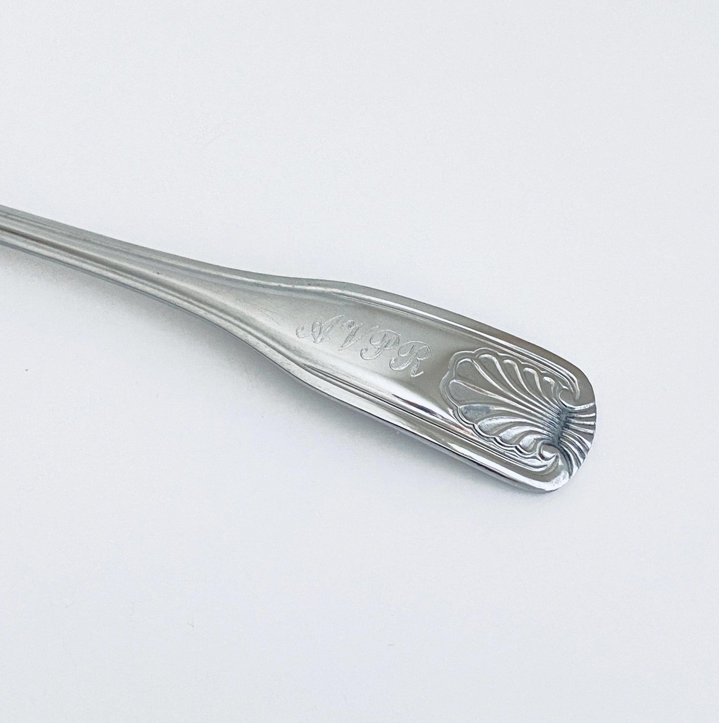 Personalized Stainless Steel Dinner Fork with Floral Handle • Custom Engraved Silver Fork Gift