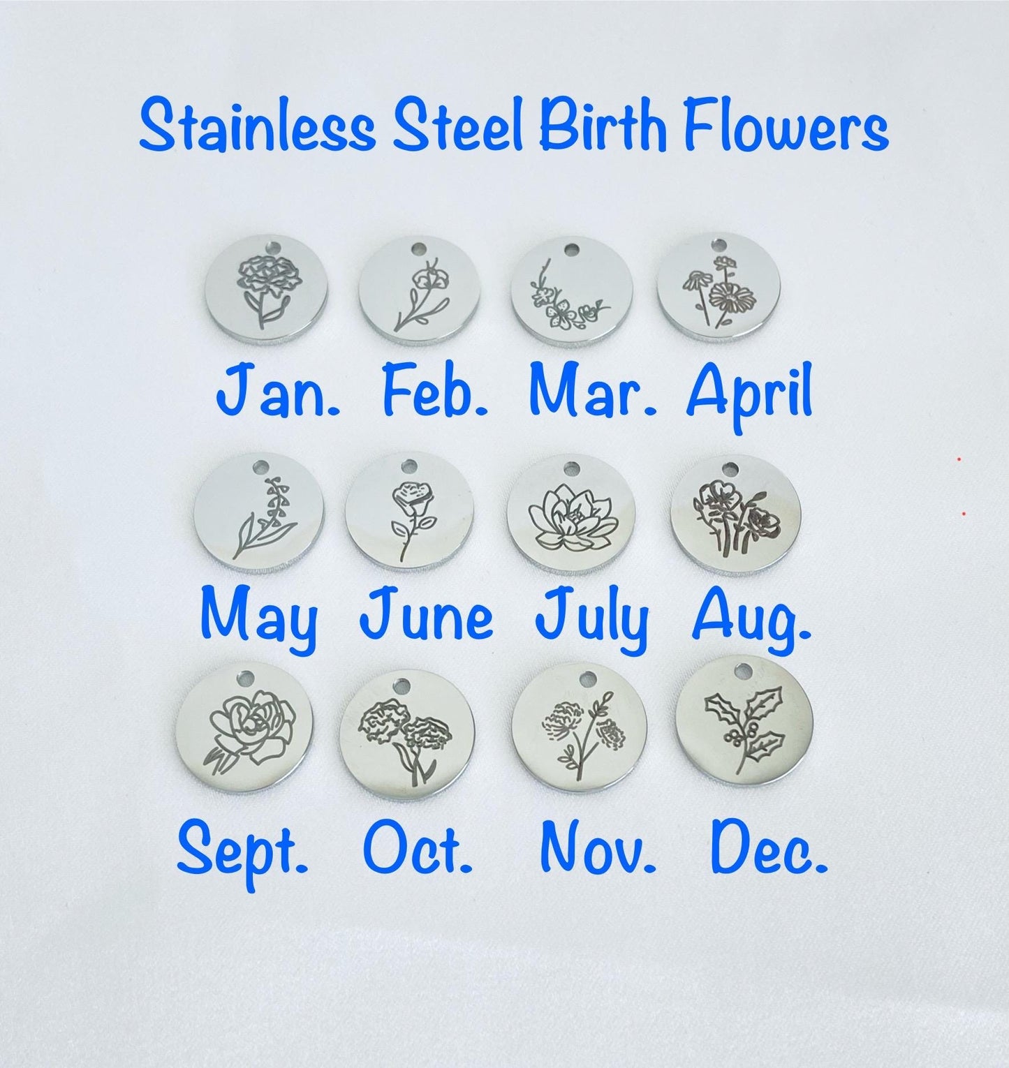 Personalized Flower Necklace with Birthstone • Stainless Steel Birth Flower & Birthstone Necklace
