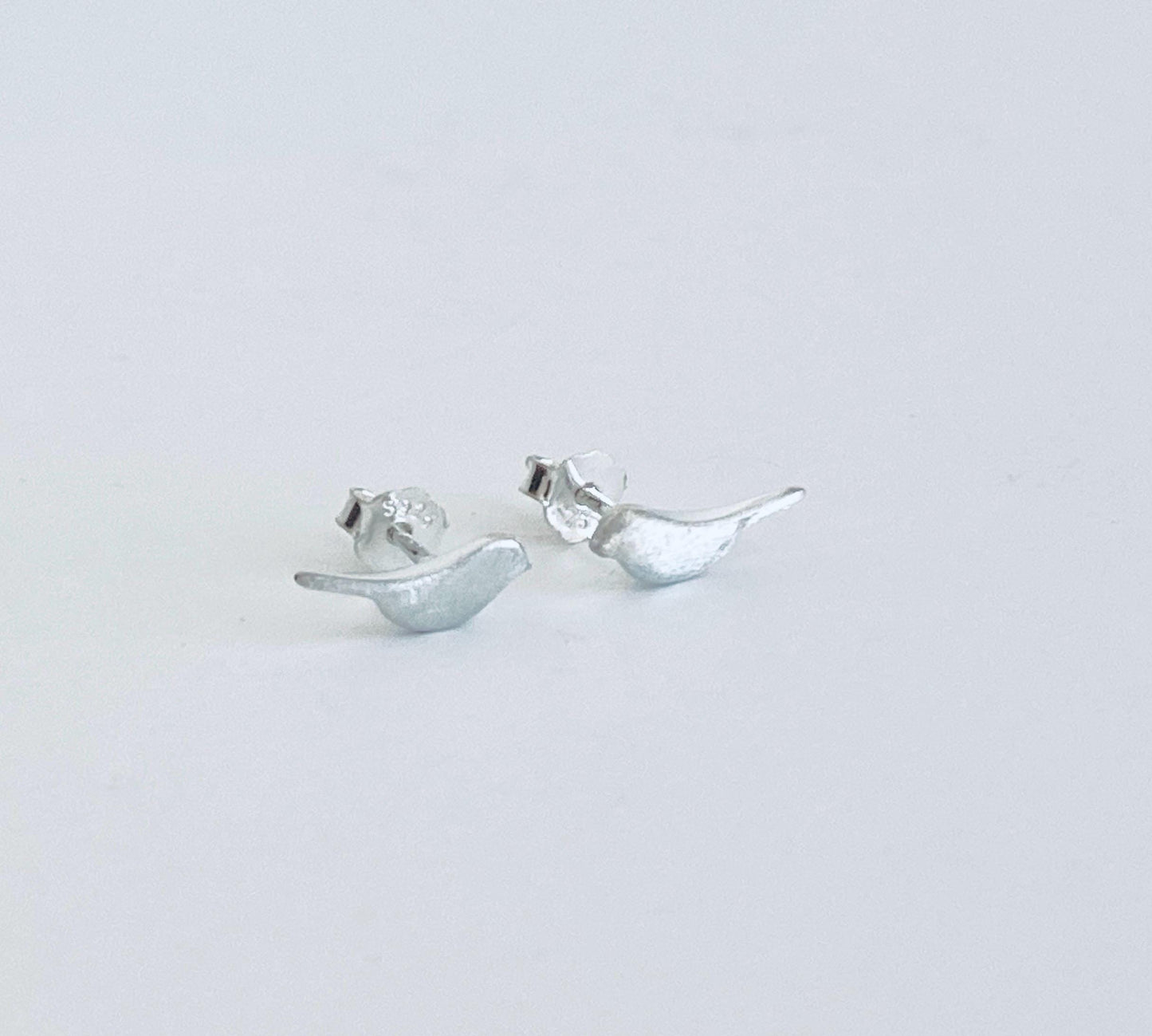 Sterling Silver Tiny Bird Stud Earrings • 925 Dainty Bird Silhouette Studs
