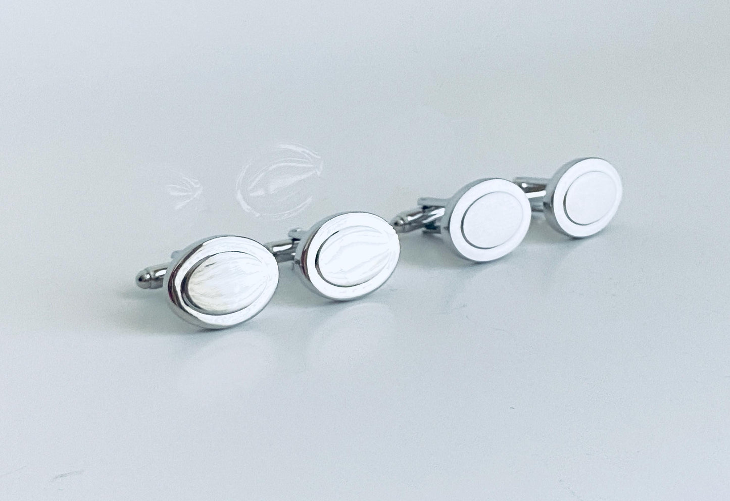 Personalized Oval Cufflinks • Custom Engraved Base Metal Cufflinks for Groom, Groomsmen & Men’s Wedding Gift