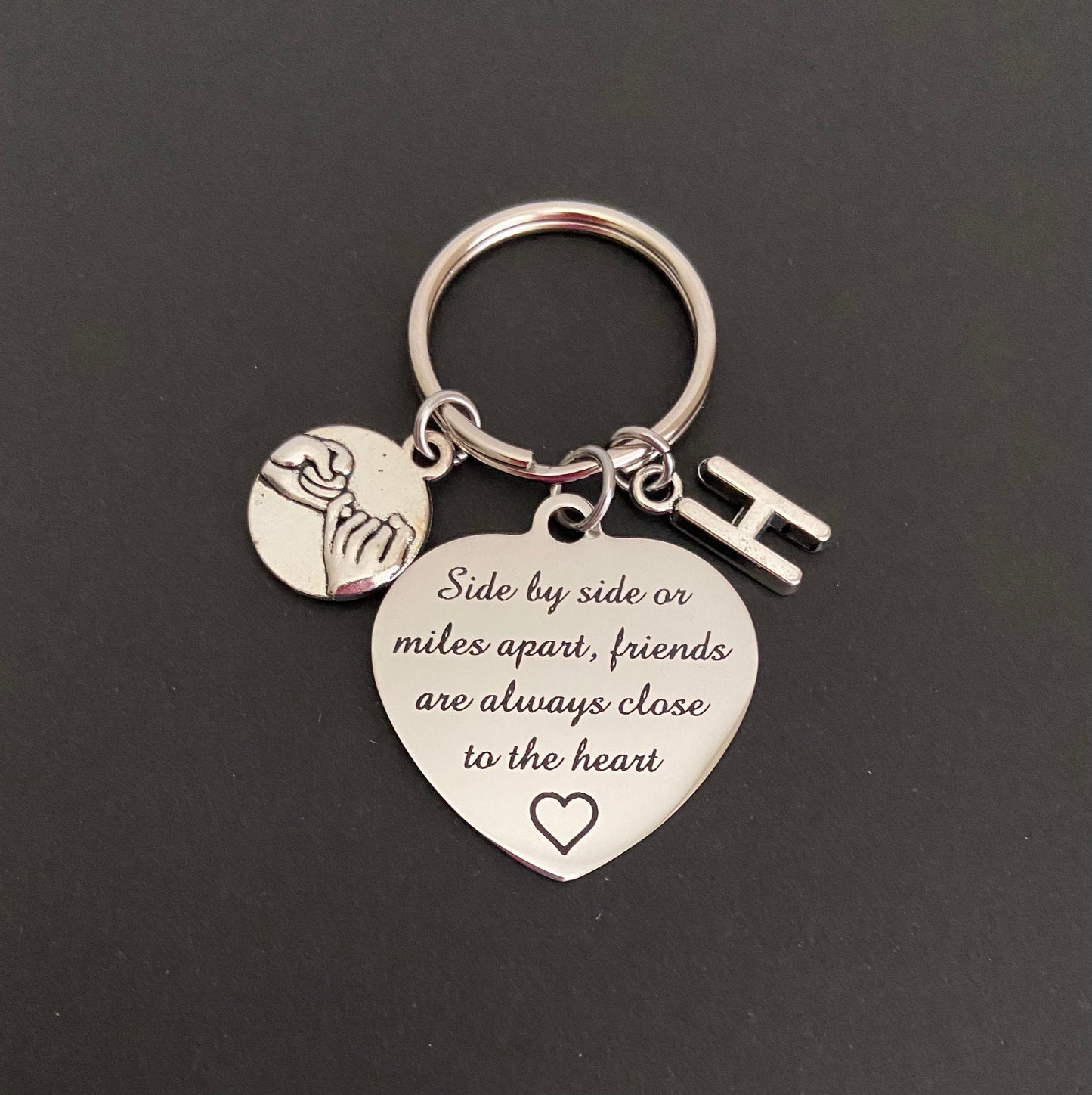 Personalized Long Distance Friendship Key Chain • Best Friend Long Distance Gift with Initial Charm