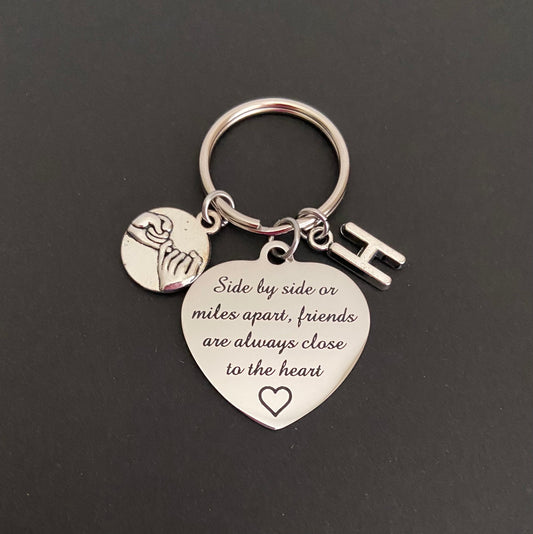 Personalized Long Distance Friendship Key Chain • Best Friend Long Distance Gift with Initial Charm