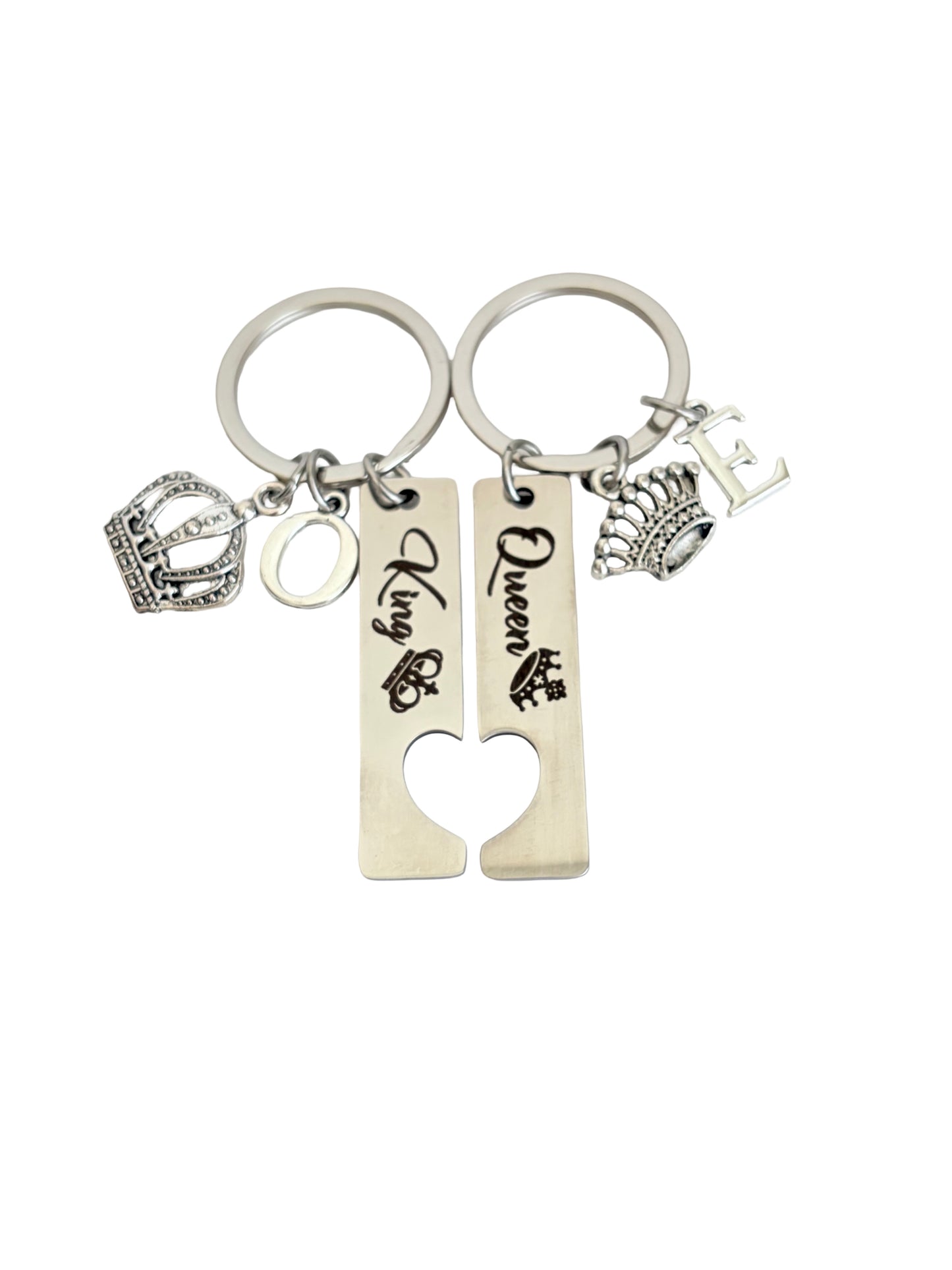 Personalized King & Queen Keychain Set • Couples Key Chains