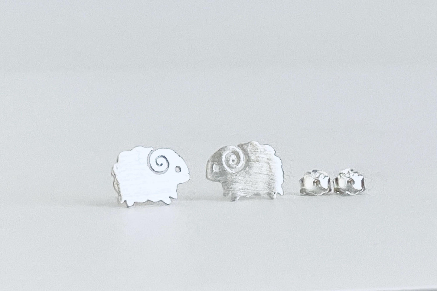 Sterling Silver Sheep Stud Earrings • Cute Farm Animal Studs, Dainty Animal Jewelry Gift