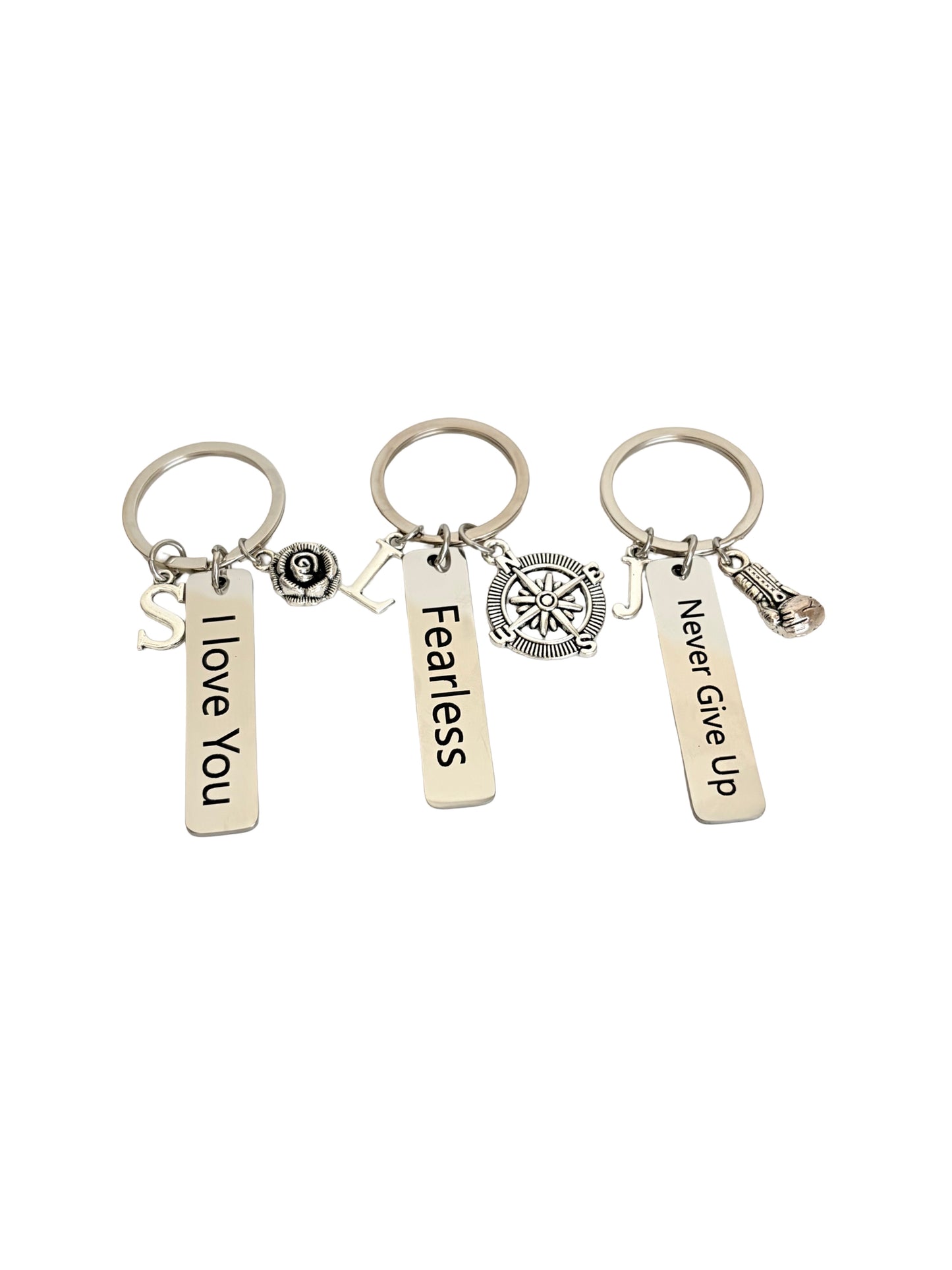 Personalized Initial Morse Code Keychain • Custom Inspirational Morse Code Key Chain • I Love You, Fearless, Never Give Up