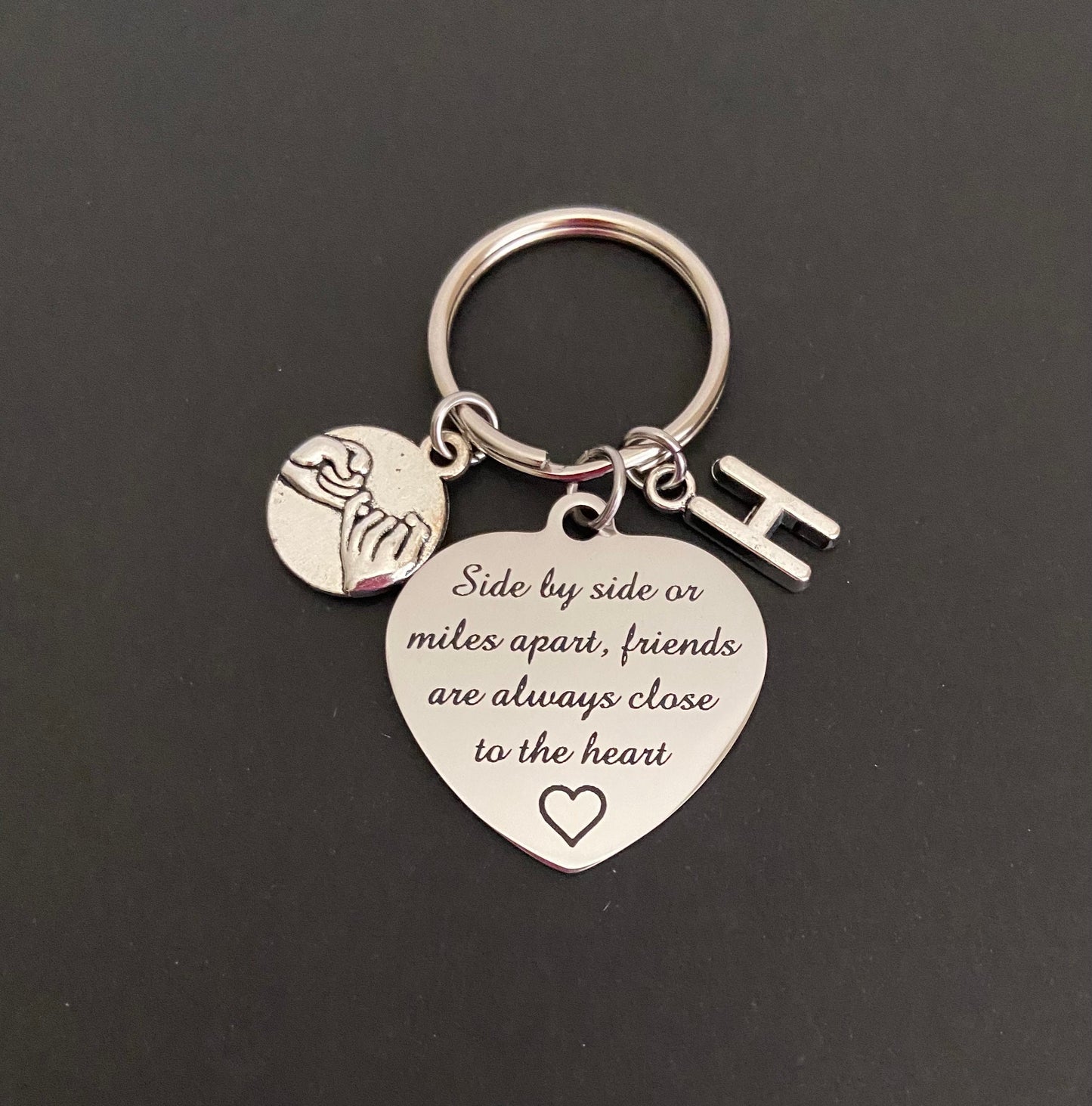 Personalized Long Distance Friendship Key Chain • Best Friend Long Distance Gift with Initial Charm