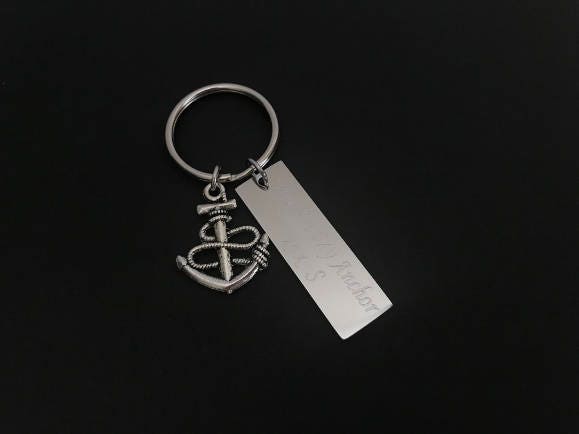 Personalize Anchor Key Chain • Custom Engraved Keychain, Nautical Gift