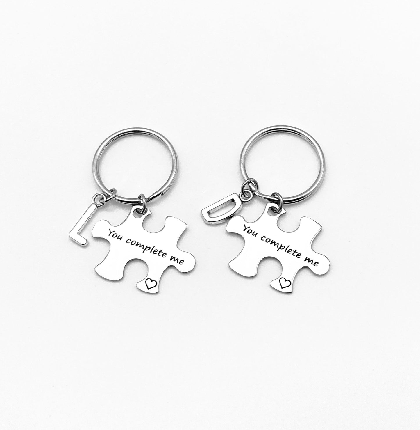 Personalized “You Complete Me” Puzzle Key Chain with Initial • Romantic Puzzle Piece Keychain Gift