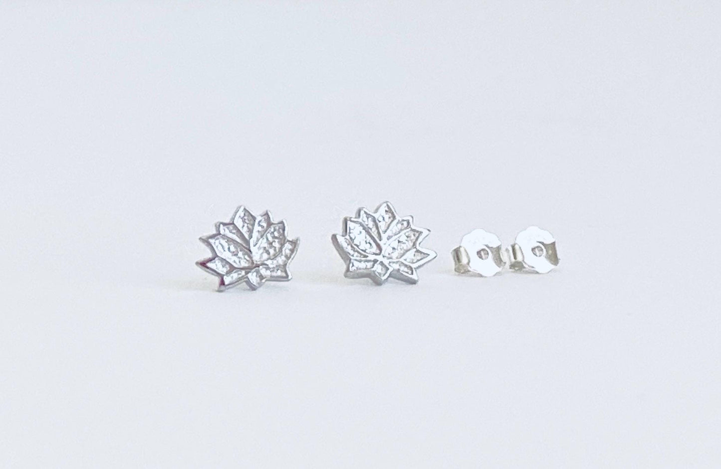 Sterling Silver Lotus Flower Stud Earrings • 925 Silver Minimalist Lotus Studs
