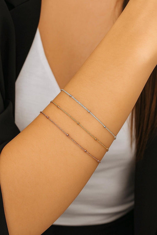 Dainty Satellite Chain Bracelet • Sterling Silver • Gold Filled • Rose Gold