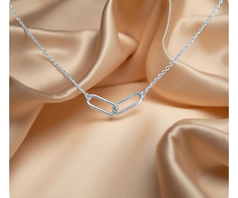Minimalist Interlocking Paperclip Link Necklace • Stainless Steel or Gold Interlocking Link Necklace