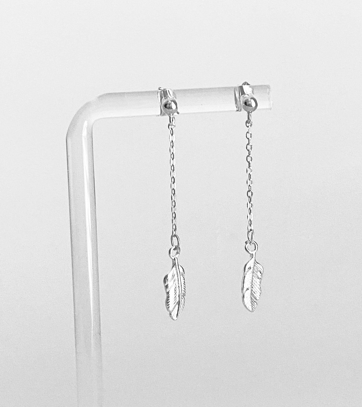Sterling Silver Dangle Feather Earrings • Nature Inspired Silver Jewelry