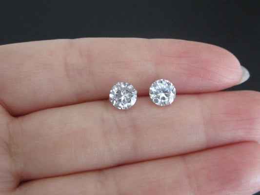 Sterling Silver Crystal Stud Earrings • 925 Silver Studs with Cubic Zirconia, Amethyst or Onyx