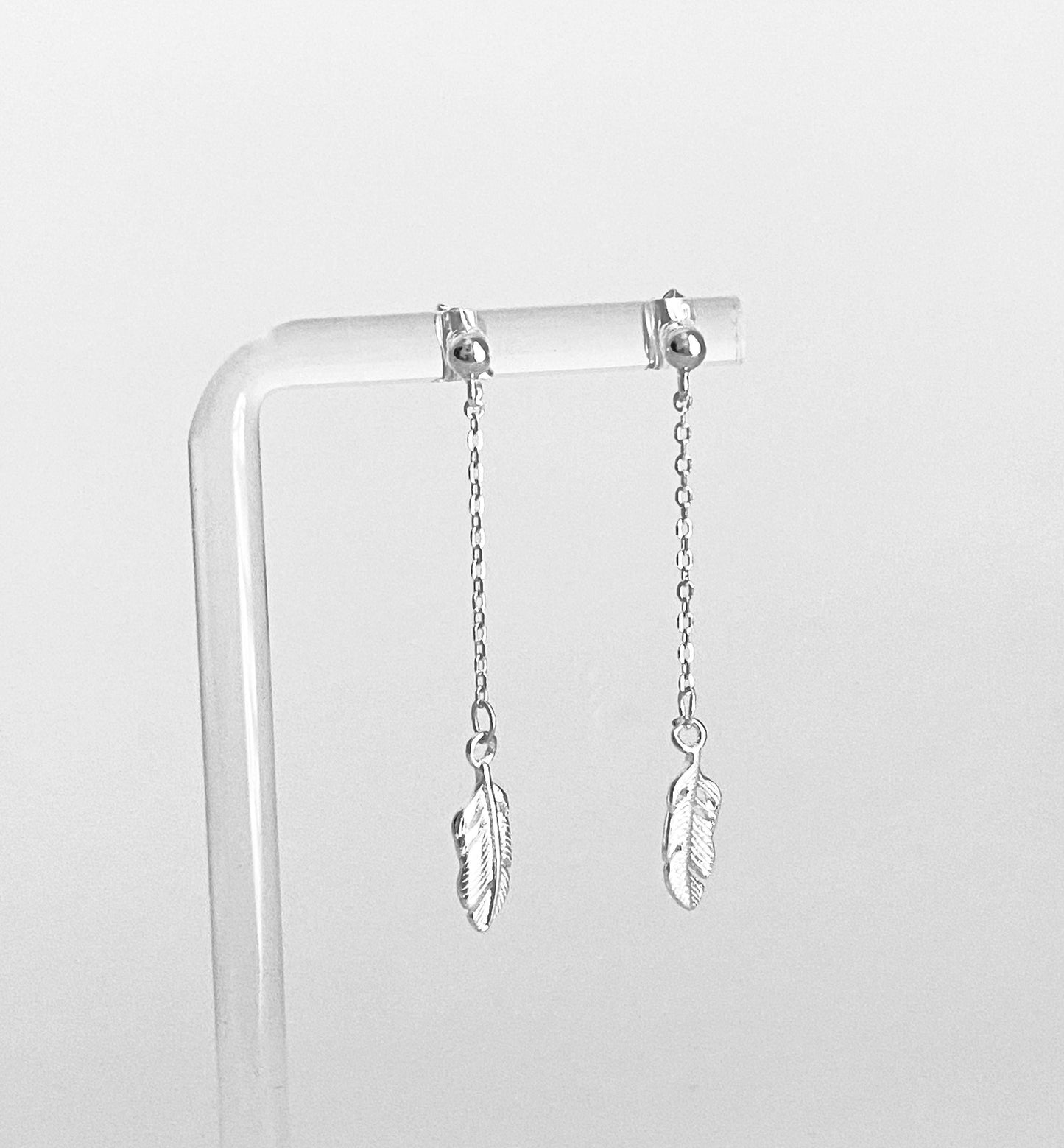 Sterling Silver Dangle Feather Earrings • Nature Inspired Silver Jewelry