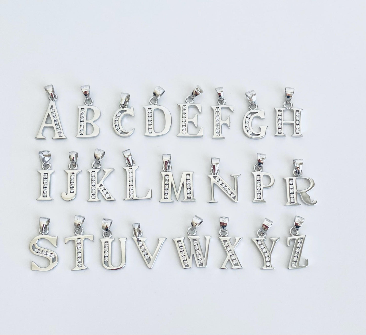 Sterling Silver Initial Pendant Necklace  • Personalized Letter Necklace