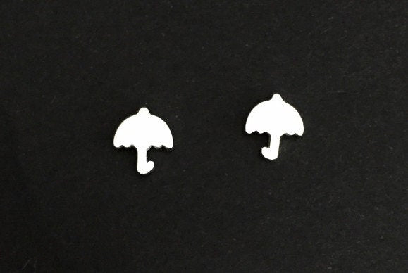 Small Sterling Silver Umbrella Stud Earrings • Cute Mini Umbrella Earrings