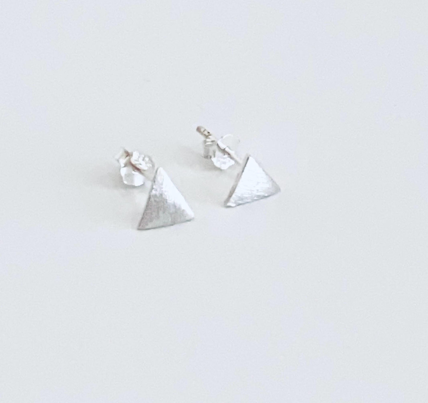Sterling Silver Triangle Stud Earrings • Minimalist Geometric 925 Silver Earrings