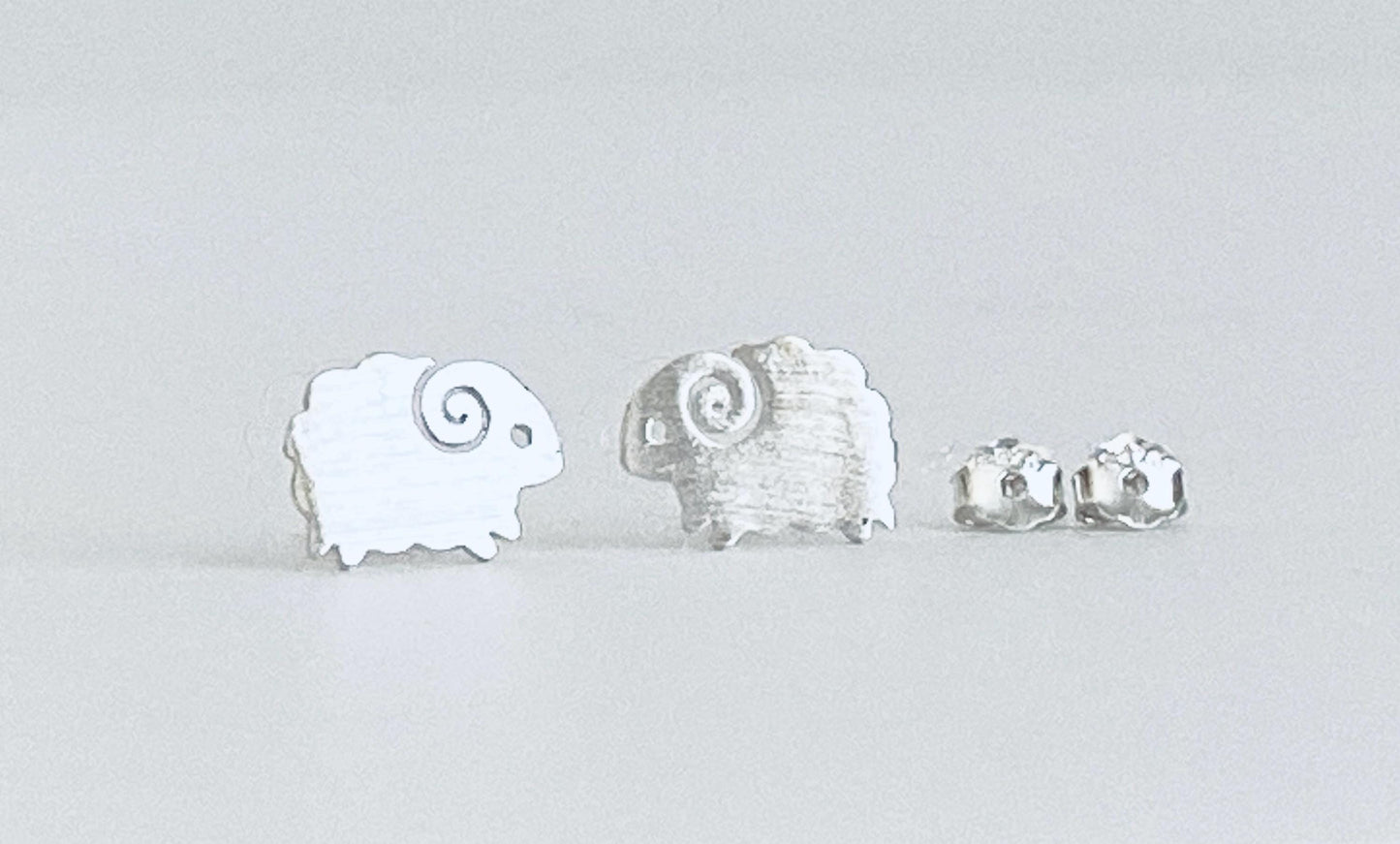 Sterling Silver Sheep Stud Earrings • Cute Farm Animal Studs, Dainty Animal Jewelry Gift