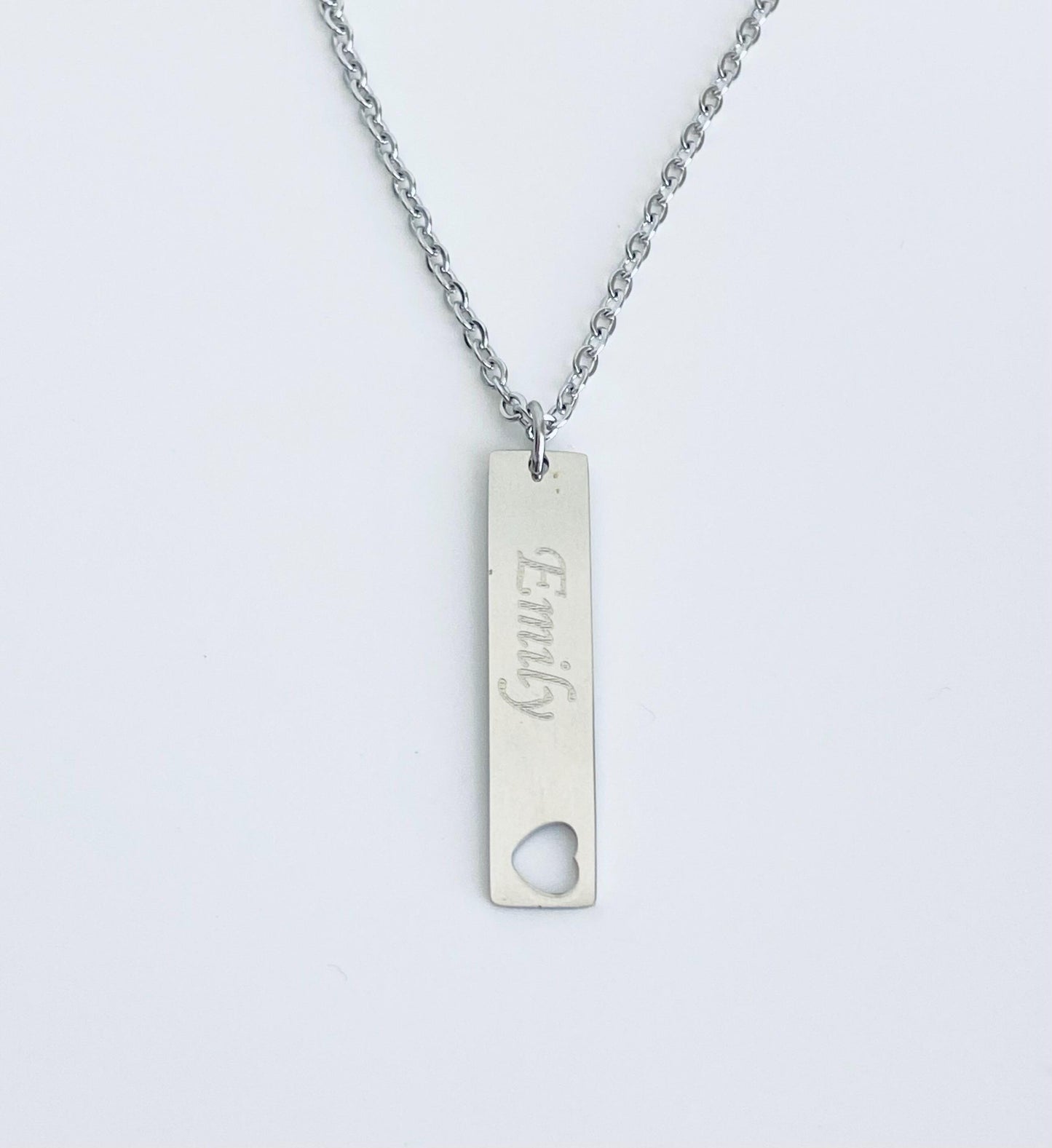 Personalized Long Bar Necklace • Custom Engraved Vertical Bar Necklace