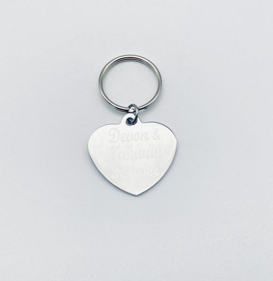 Personalized Heart Charm Key Chain • Custom Engraved Stainless Steel Love Keychain