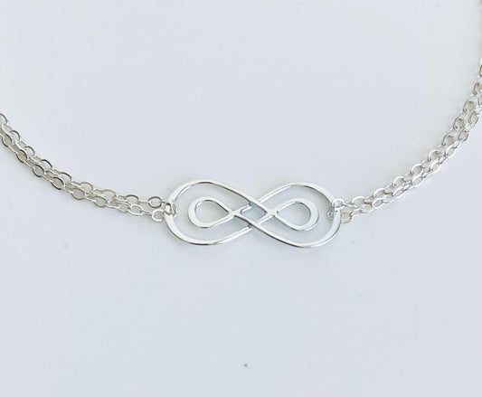 Dainty Love Knot Bracelet • Eternity Knot Bracelet in Sterling Silver, Gold or Rose Gold