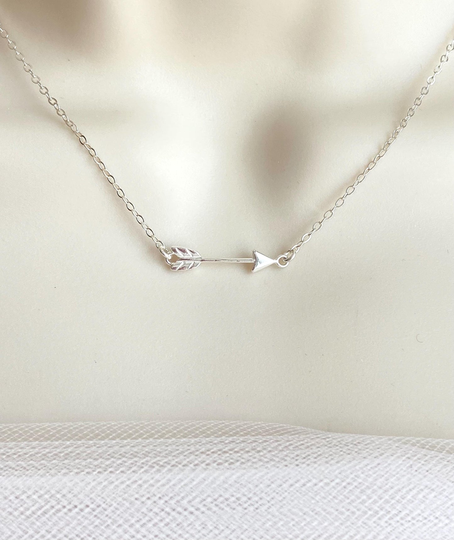 Sterling Silver Arrow Pendant Necklace • 925 Silver Minimalist Arrow Necklace