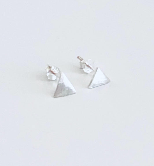 Sterling Silver Triangle Stud Earrings • Minimalist Geometric 925 Silver Earrings