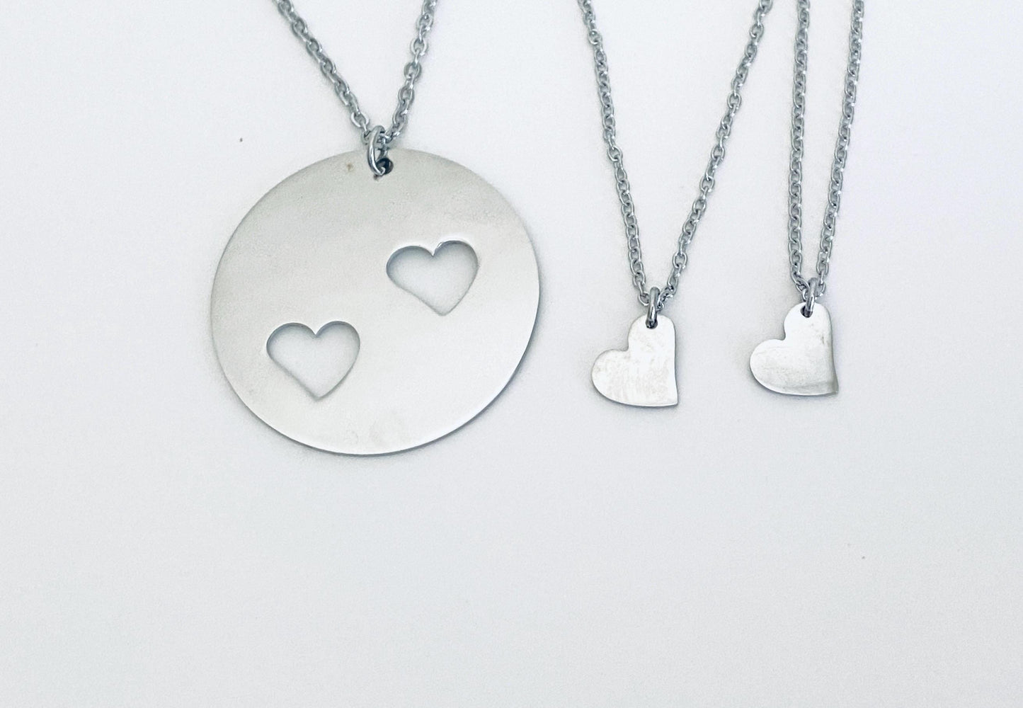 Stainless Steel Mother & 2 Daughters Necklace Set – Matching Family Necklace Set