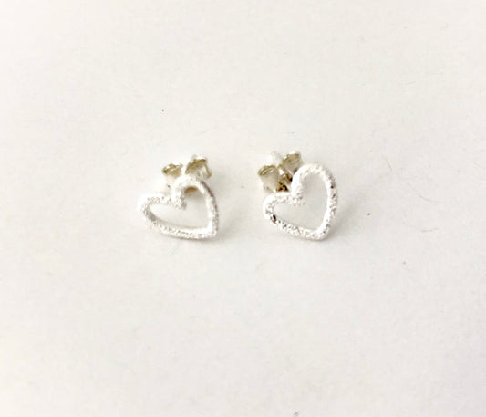 Sterling Silver Heart Stud Earrings • Classic Heart Shape Earrings