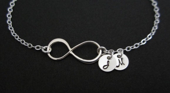 Personalized Infinity Bracelet with Multiple Initial Charms • Custom Family Bracelet in Sterling Silver or Gold Filled