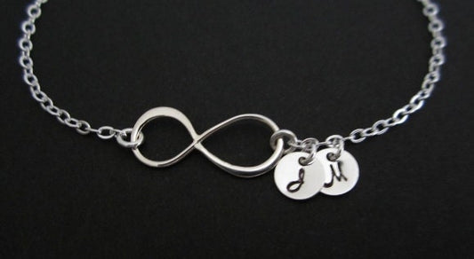 Personalized Infinity Bracelet with Multiple Initial Charms • Custom Family Bracelet in Sterling Silver or Gold Filled