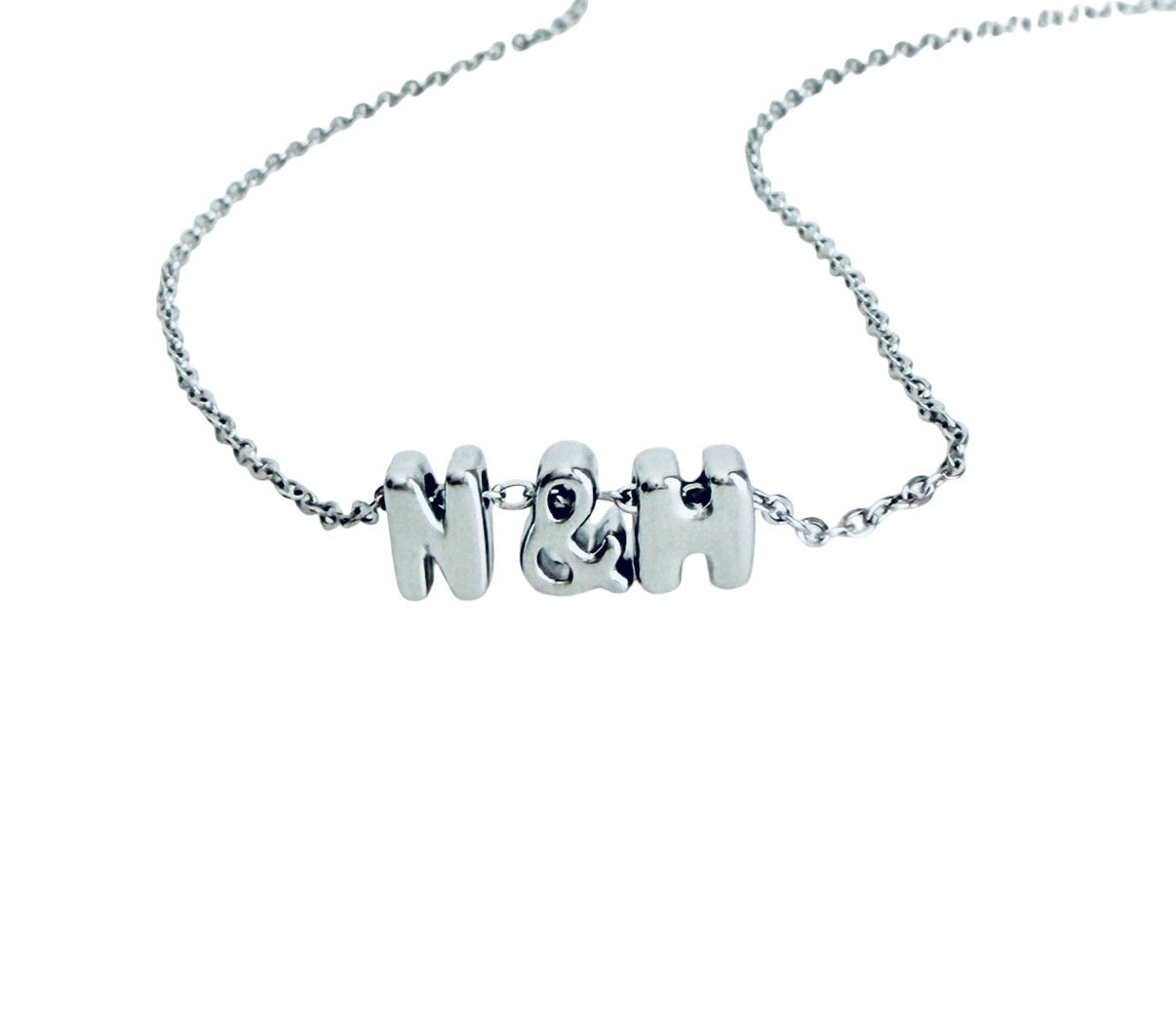 Small Bubble Initial Necklace • Stainless Steel Letter Necklace • Gold Initial Pendant