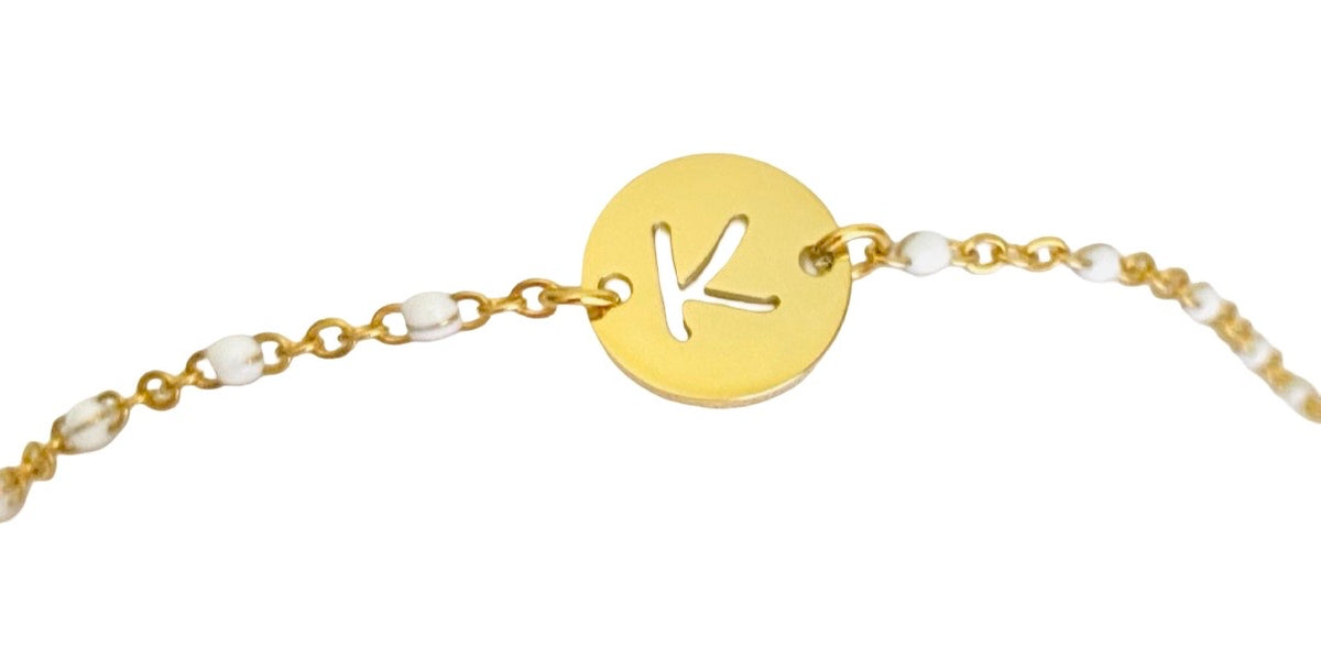 Personalized Initial Bracelet • Stainless Steel & Gold over Stainless Steel