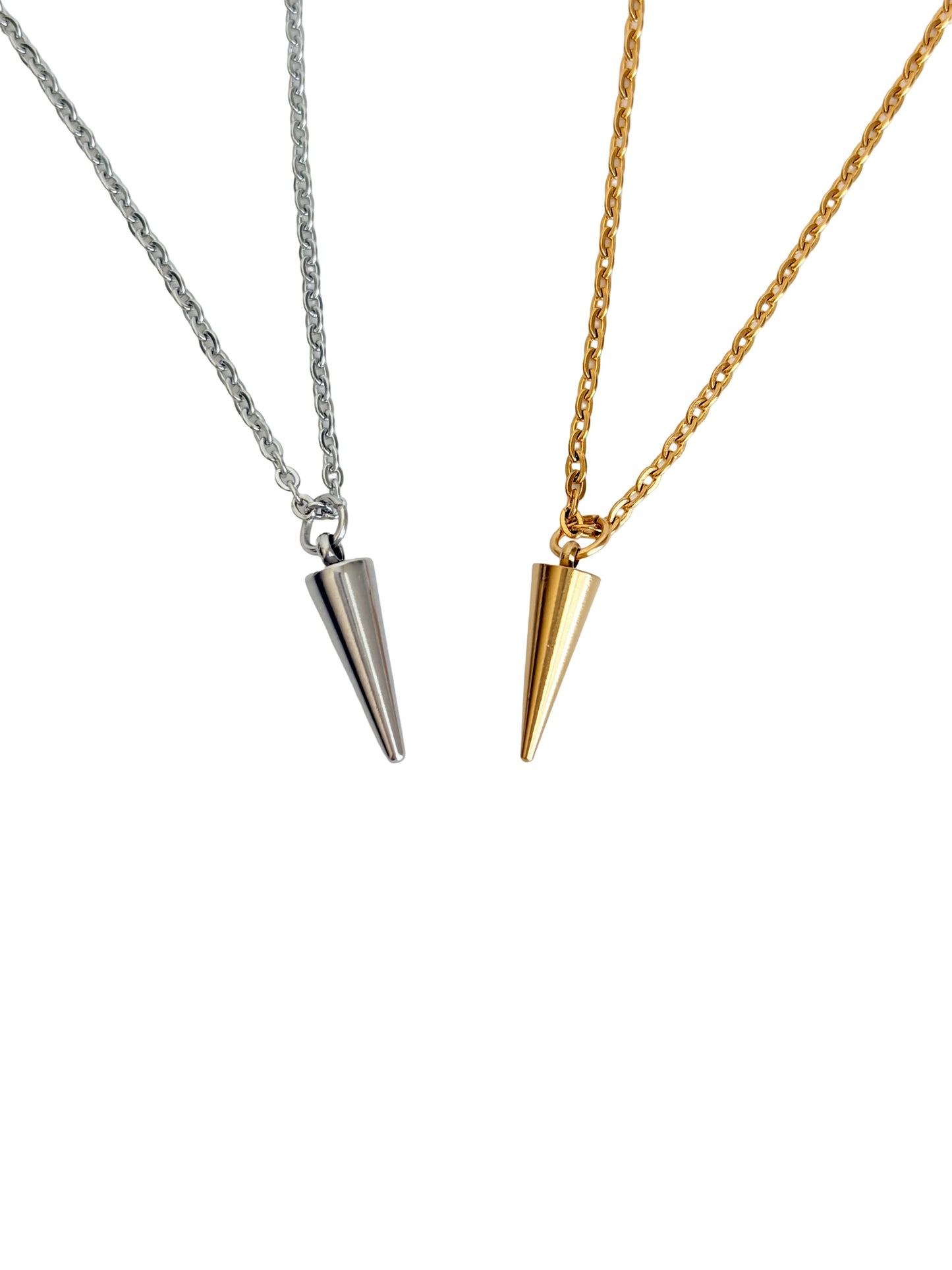 Spike Necklace • Stainless Steel & Gold over Stainless Steel