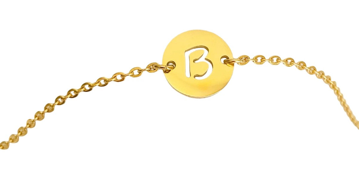 Personalized Initial Bracelet • Stainless Steel & Gold over Stainless Steel