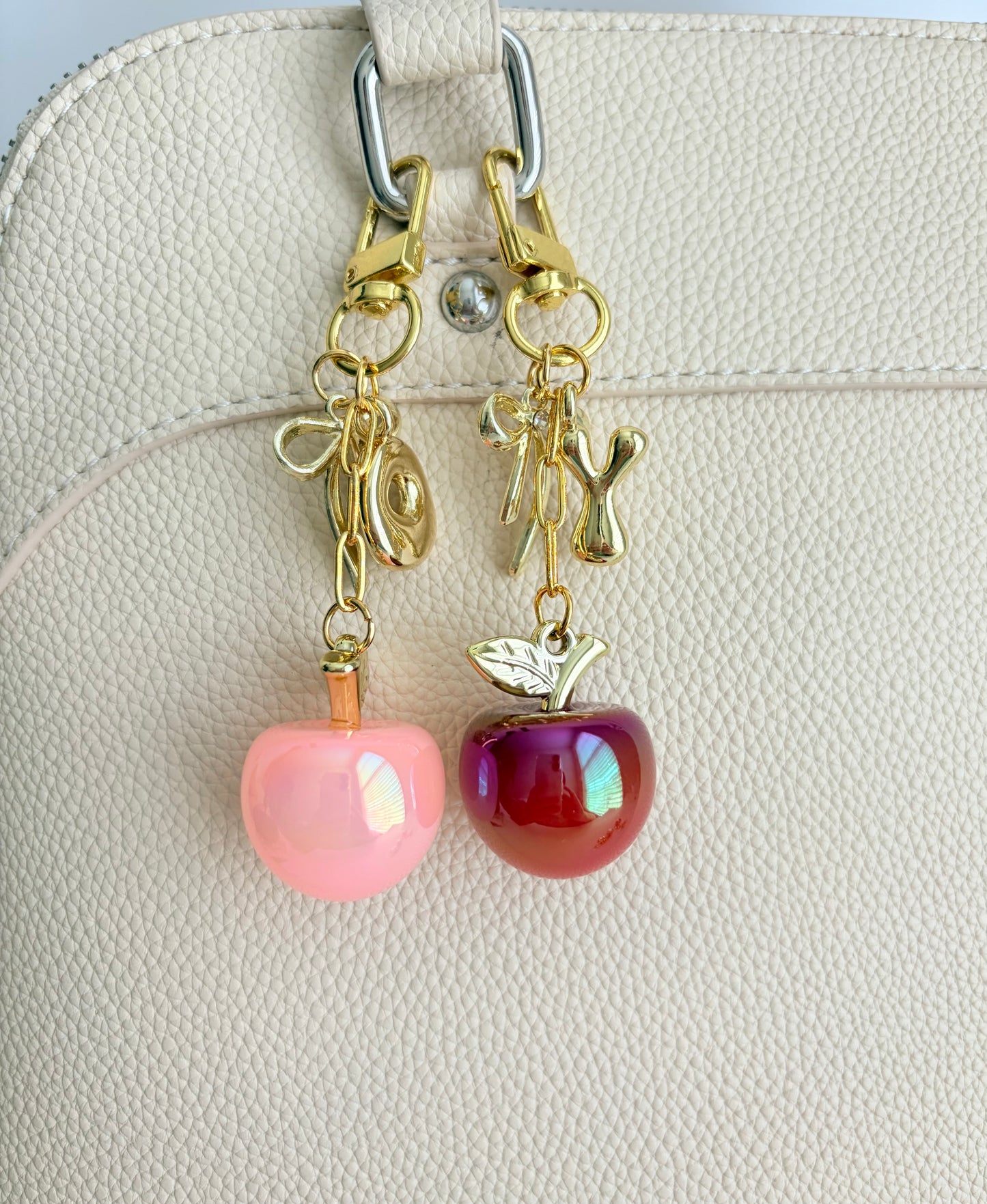 Personalized Fruit Purse Charm with Initial & Bow