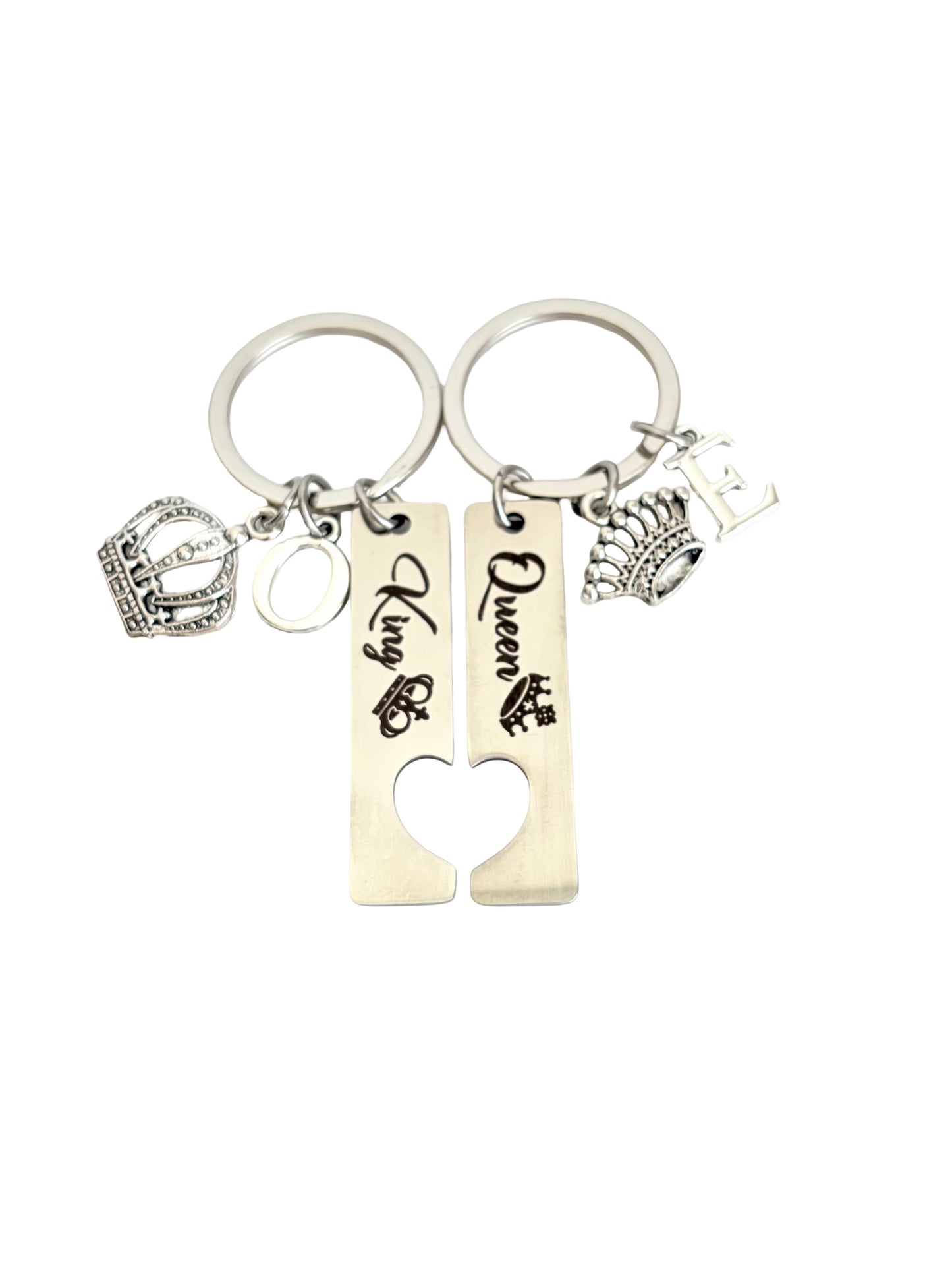 Personalized King & Queen Keychain Set • Couples Key Chains