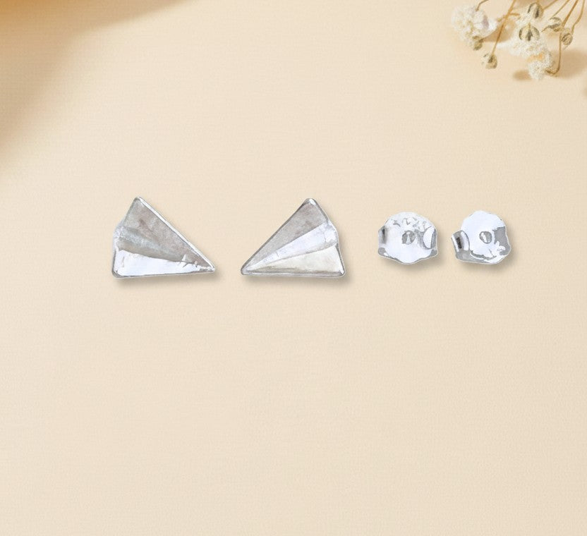 Sterling Silver Paper Airplane Stud Earrings