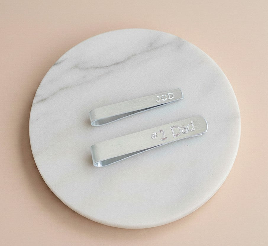 Personalized Hand Formed Aluminum Tie Clip • Skinny or Regular Size
