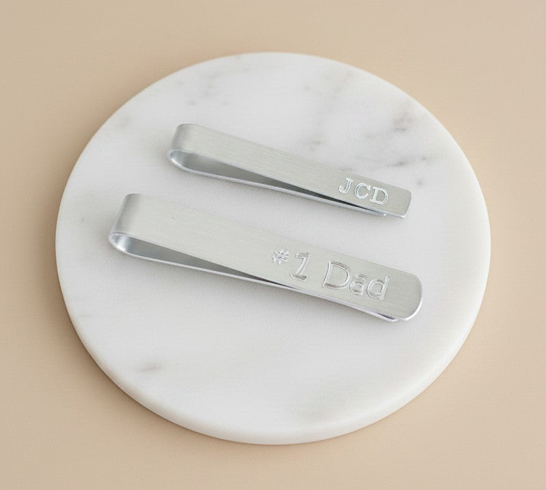 Personalized Hand Formed Aluminum Tie Clip • Skinny or Regular Size