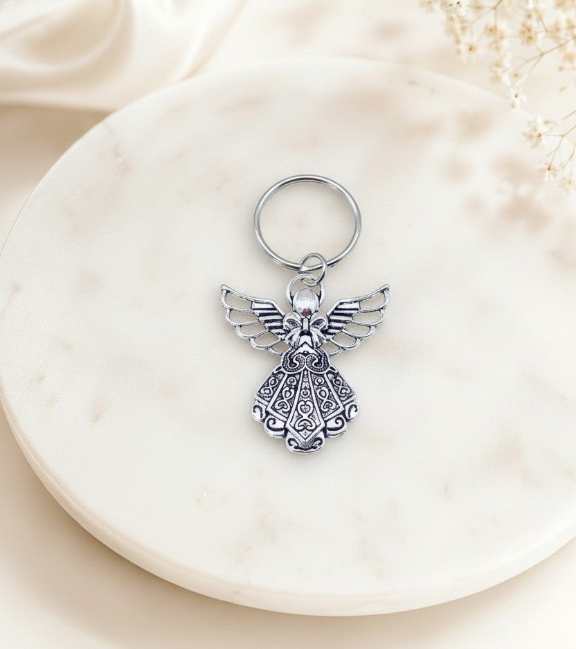 Base Metal Large Guardian Angel Keychain