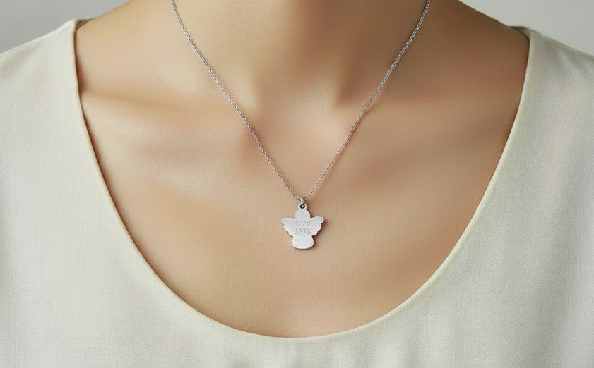 Personalized Stainless Steel Angel Necklace