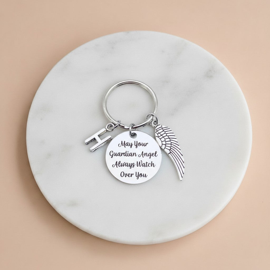 Personalized Guardian Angel Keychain