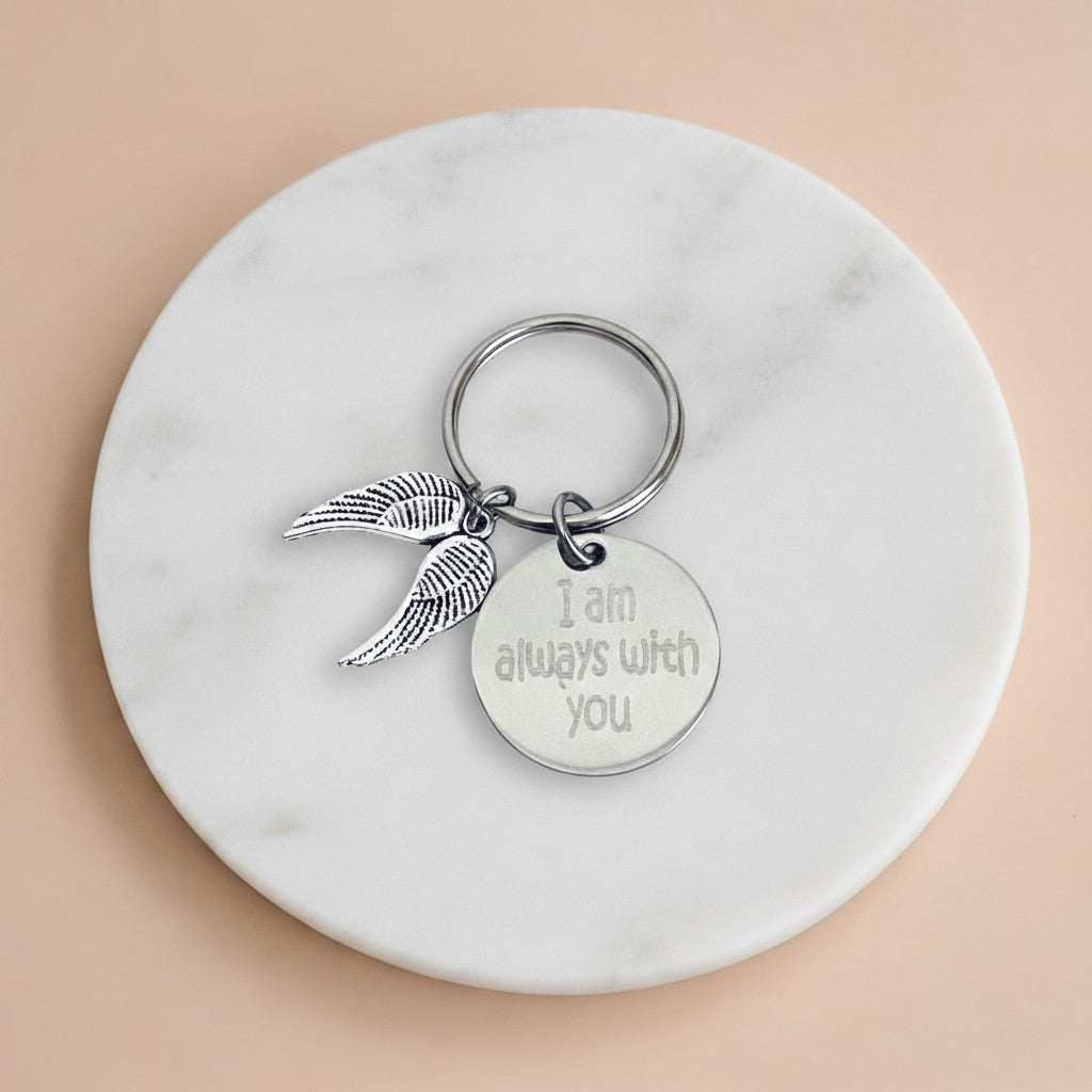 Personalized Stainless Steel Guardian Angel Keychain