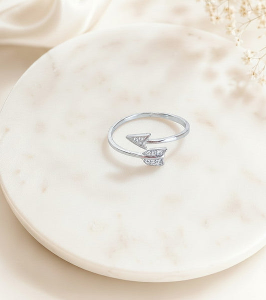 Adjustable Arrow Ring with Rhinestones • Sterling Silver • Gold • Rose Gold