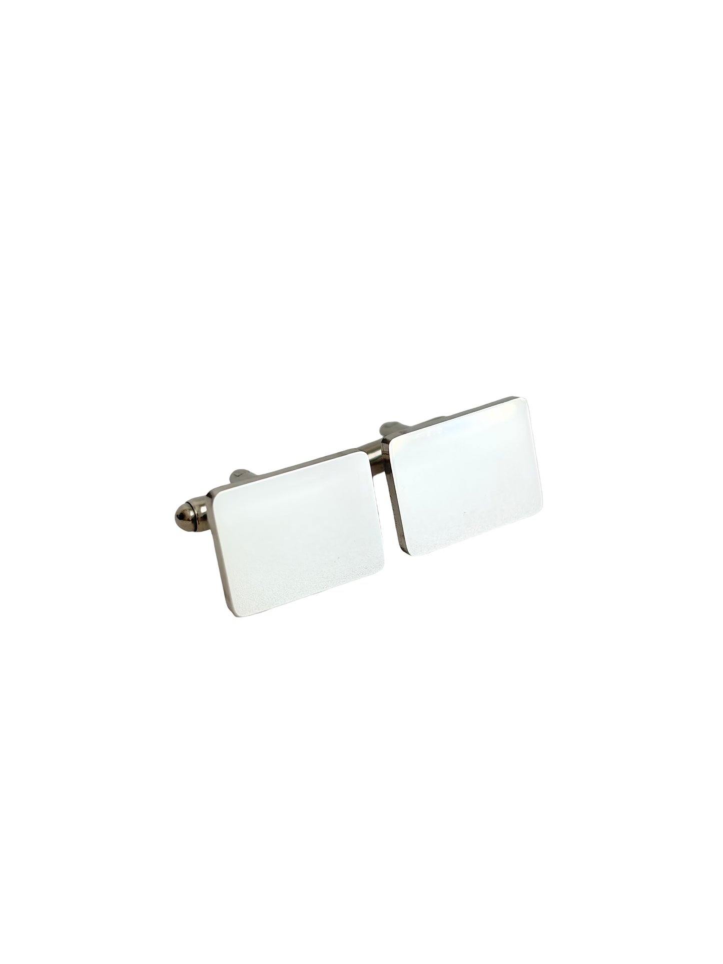 Personalized Polished Stainless Steel Rectangle Cufflinks • Silver & Gold