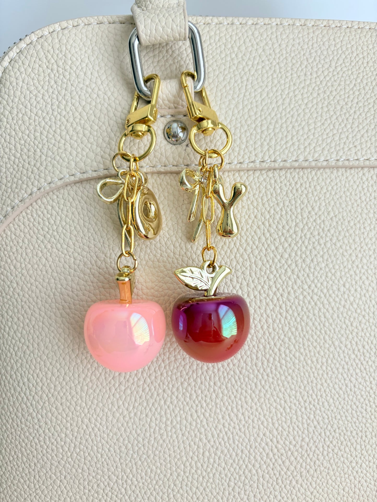 Personalized Fruit Purse Charm with Initial & Bow